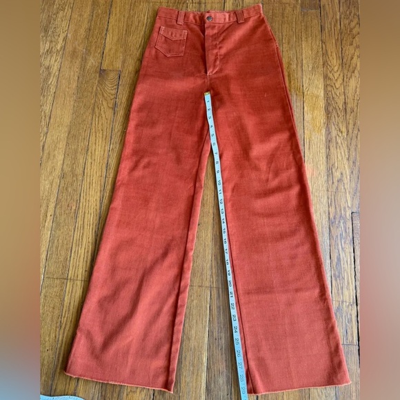 Vintage DITTOS pants jeans high rise 1970's orange twill double yoke Size XS - Picture 7 of 8